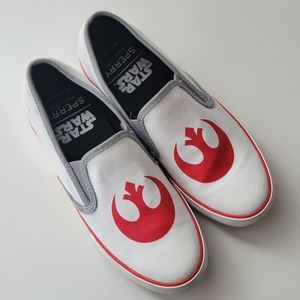 Sperry Women's Star Wars Rebel Pier Side White Slip On Shoes Sz 6- Women |